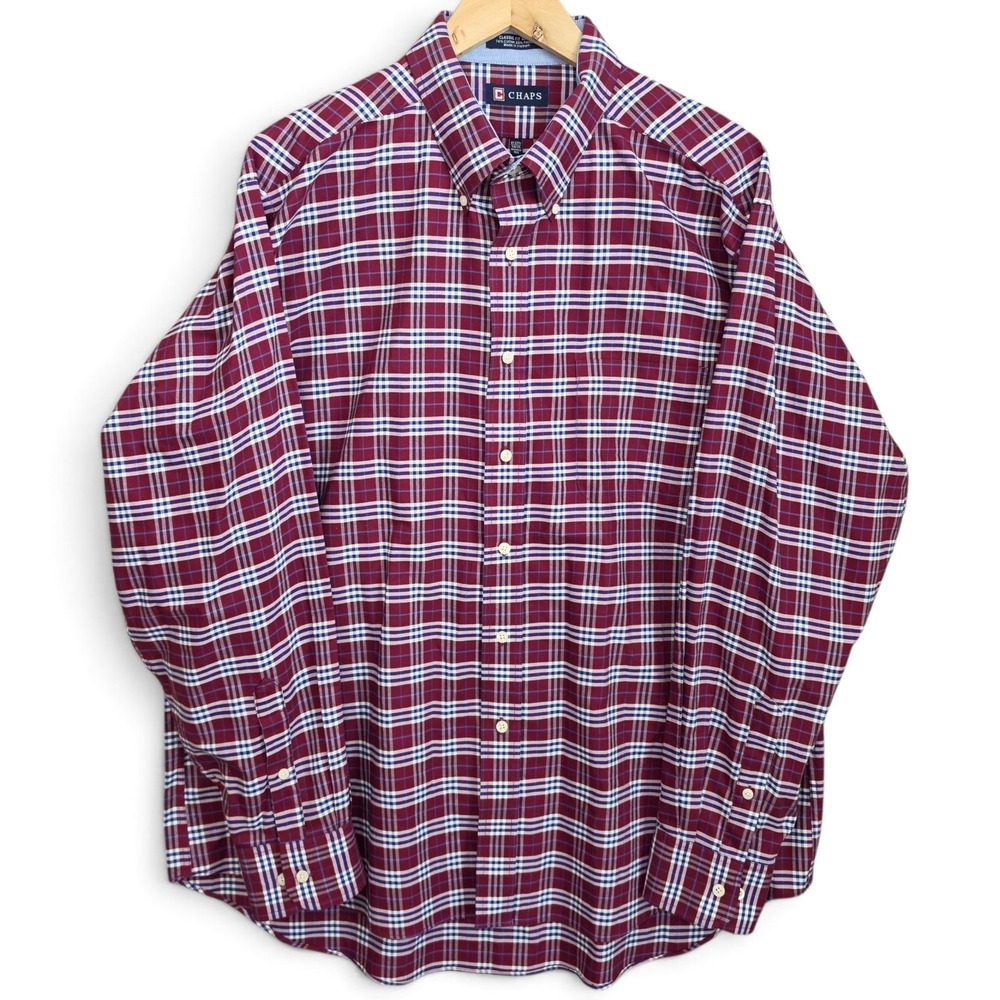 Chaps Shirt Mens 17-17.5 34/35 Button Down Classic Fit Oxford Long Sleeve Casual